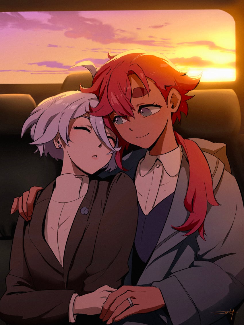 suletta mercury and miorine rembran (gundam and 1 more) drawn by jody_tseng