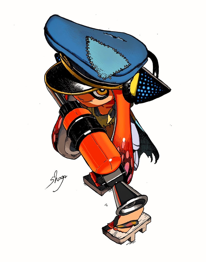 agent 3 and captain 3 (splatoon and 1 more) drawn by shogo_(shogo70449442)