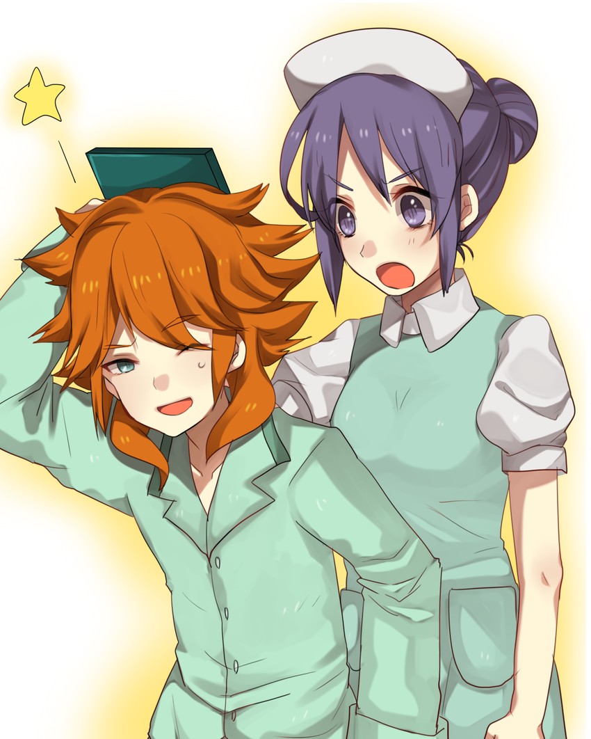 kudou fuyuka and amemiya taiyou (inazuma eleven and 1 more) drawn by koko_(kotobutyann)