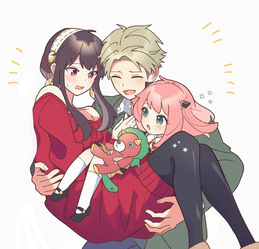 yor briar, anya, twilight, and director chimera (spy x family) drawn by hakuuyori