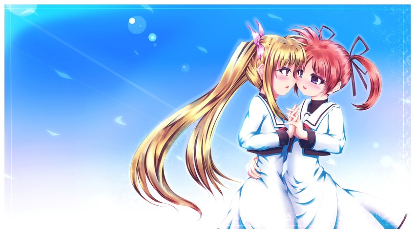 fate testarossa and takamachi nanoha (lyrical nanoha and 2 more) drawn by dohcmen