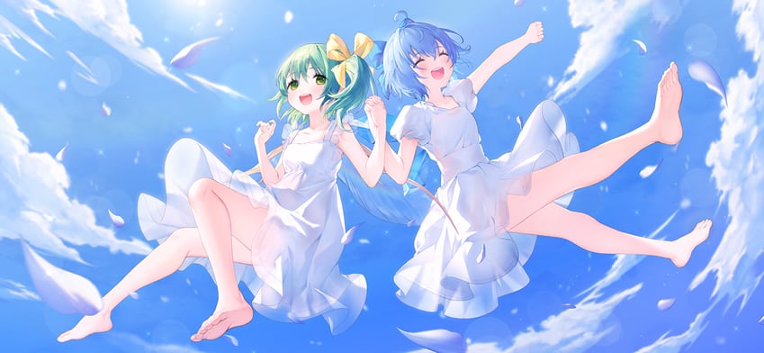 cirno and daiyousei (touhou and 1 more) drawn by amenosaka_nono