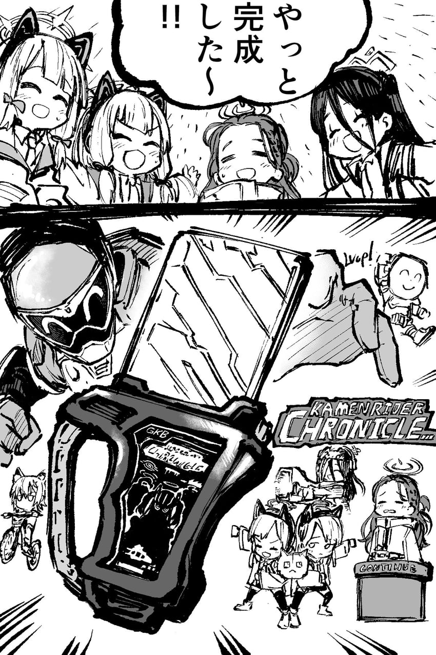 sensei, doodle sensei, shiroko, aris, momoi, and 2 more (blue archive and 2 more) drawn by jazz_(fukukan)