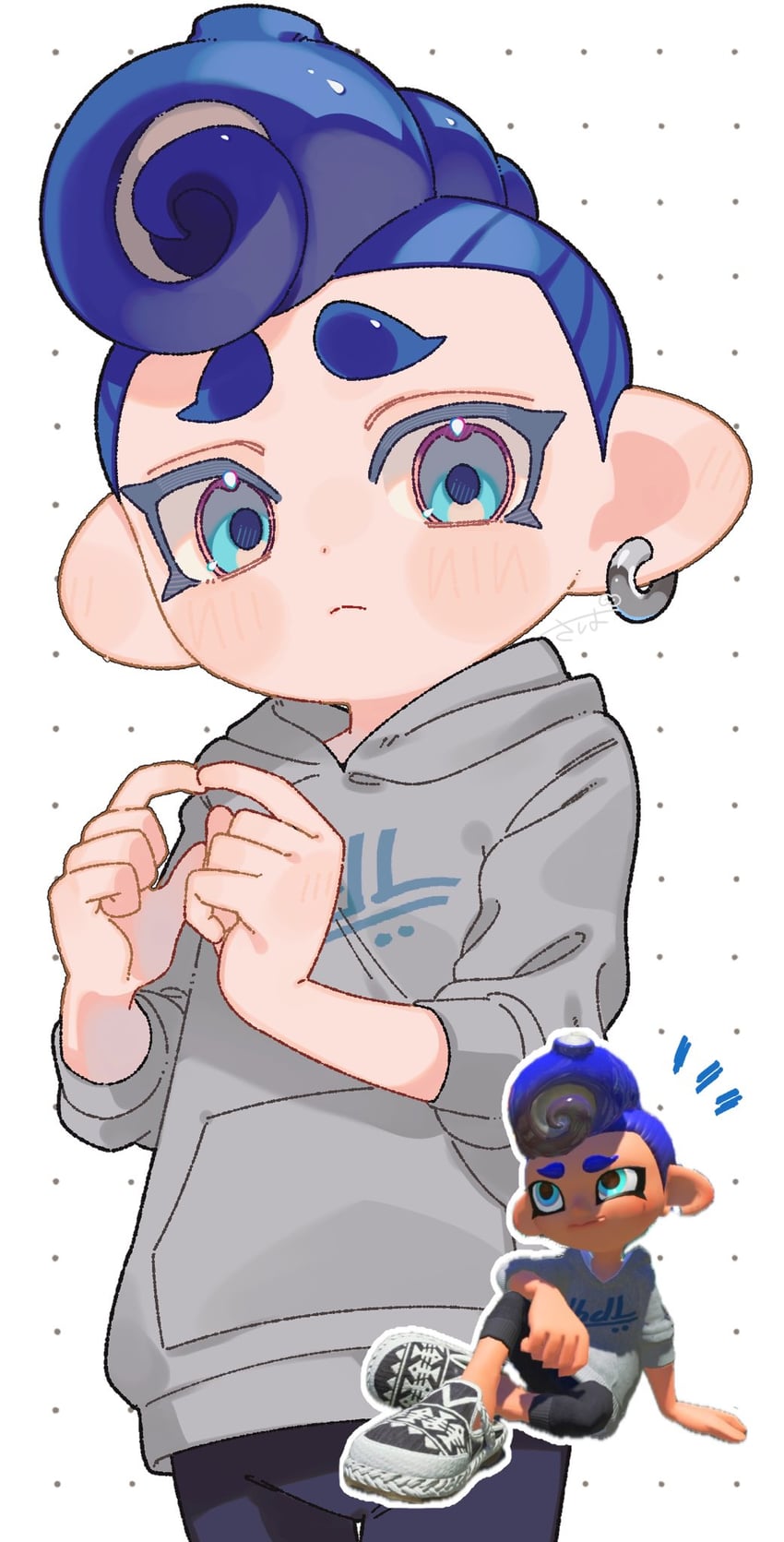 octoling player character and octoling girl (splatoon) drawn by sabata_saba