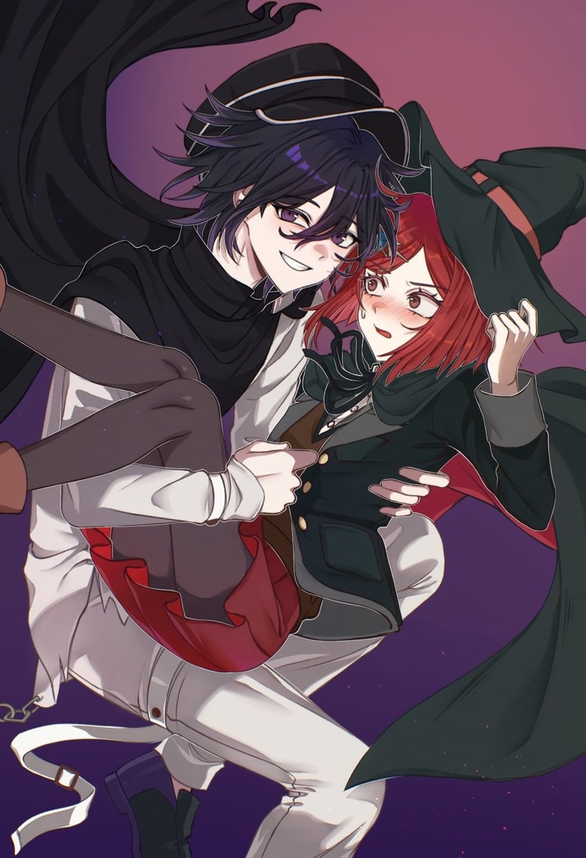 oma kokichi and yumeno himiko (danganronpa and 1 more) drawn by jjigjjikk