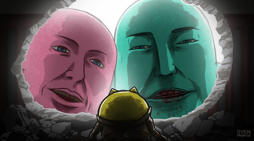 pac-man, titan, inky, and pinky (shingeki no kyojin and 1 more) drawn by sven_from_oz