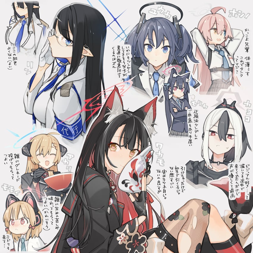 yuuka, hoshino, kayoko, momoi, serika, and 3 more (blue archive) drawn by nakatani_nio