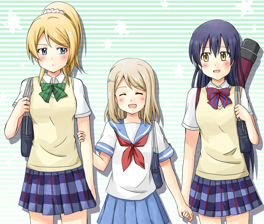 sonoda umi, ayase eli, and ayase alisa (love live! and 1 more) drawn by youyan