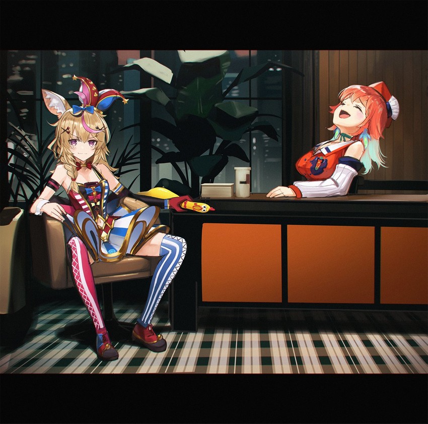 takanashi kiara and omaru polka (hololive and 4 more) drawn by manamachii
