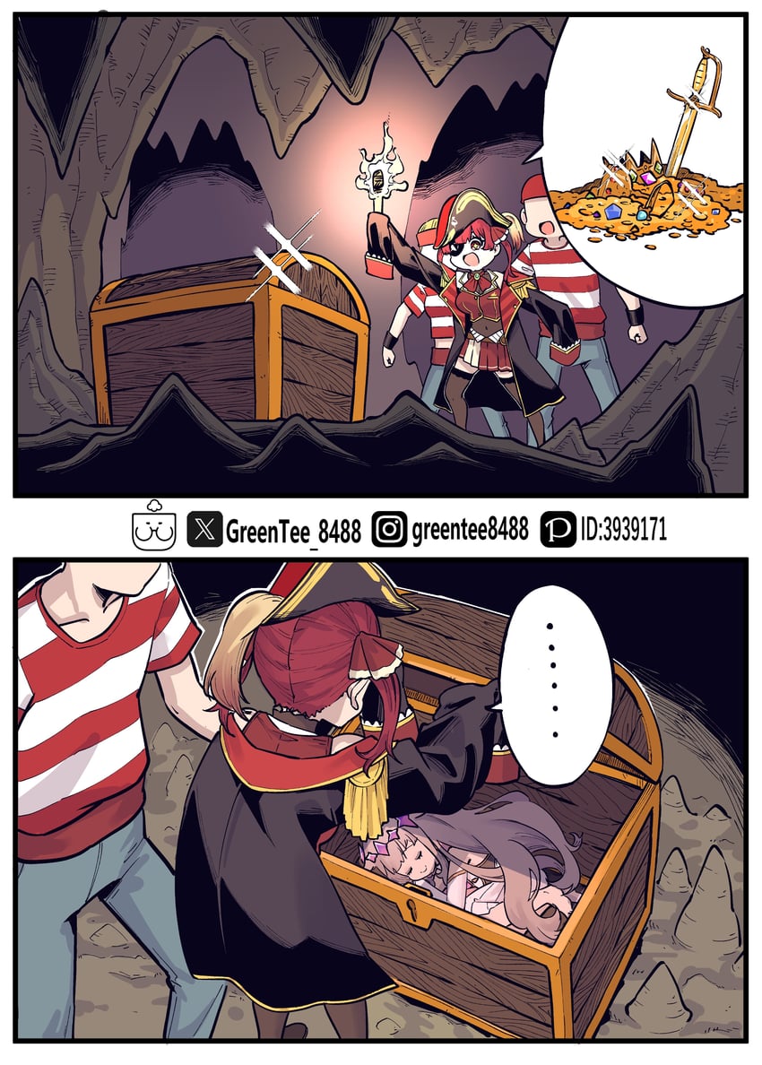 houshou marine and koseki bijou (hololive and 1 more) drawn by zetsuental