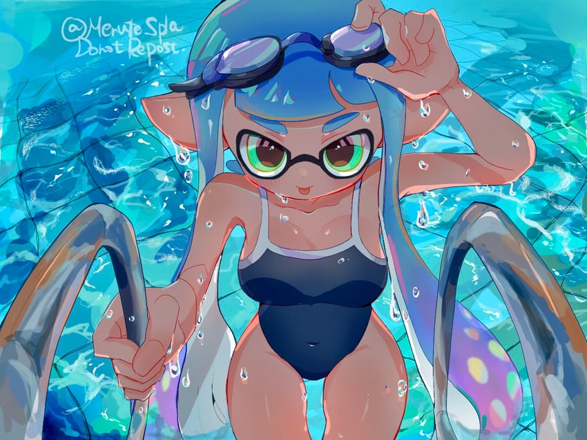 inkling player character and inkling girl (splatoon and 1 more) drawn by merute_spla
