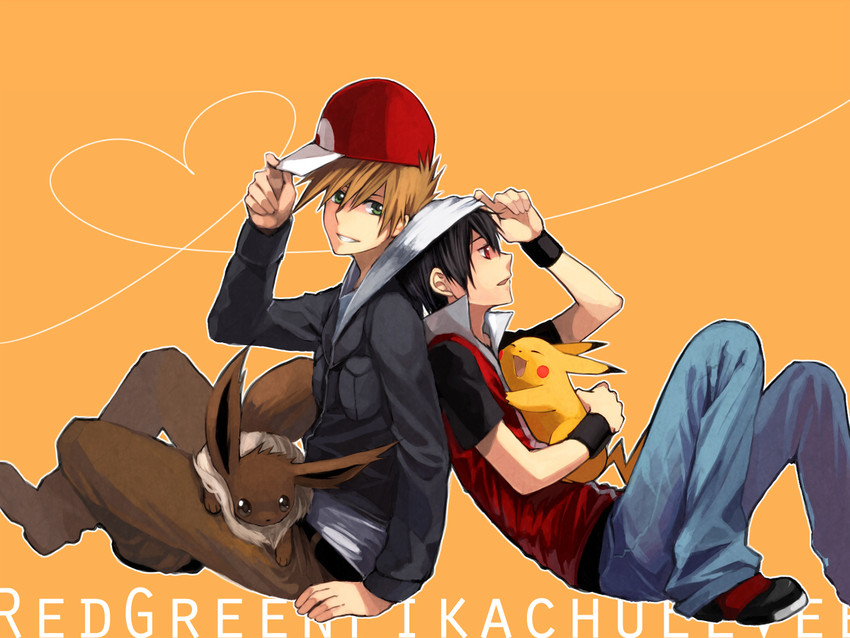 pikachu, red, eevee, blue oak, and pixiv red (pokemon and 1 more) drawn by cezaria
