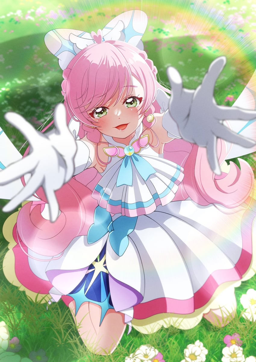 nijigaoka mashiro and cure prism (precure and 1 more) drawn by mymo0527