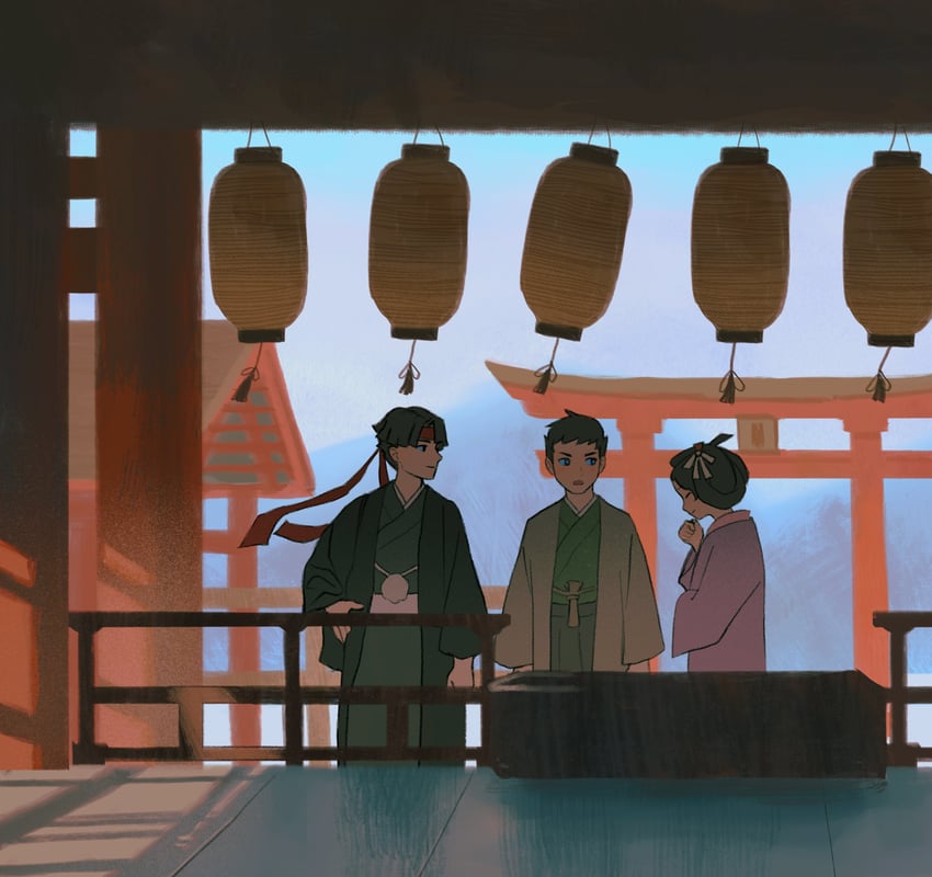 ryunosuke naruhodo, kazuma asogi, and susato mikotoba (ace attorney and 1 more) drawn by wonemie