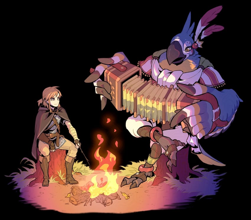link and kass (the legend of zelda and 1 more) drawn by redlhzz