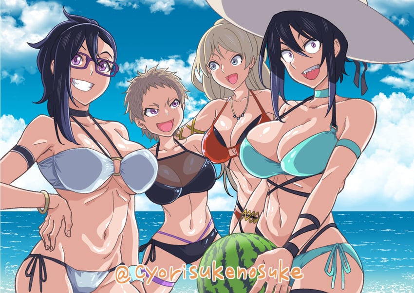 takano hitomi, shizuka, karasuma angelica, and himari (hitomi-chan wa hitomishiri) drawn by natsumi_chorisuke