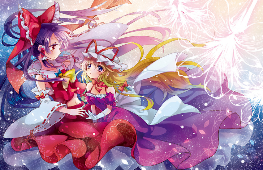 hakurei reimu and yakumo yukari (touhou) drawn by yutsuka_(amyucca)