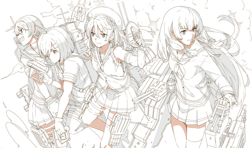 hamakaze, urakaze, isokaze, and tanikaze (kantai collection) drawn by ninimo_nimo