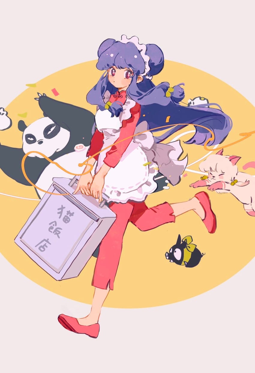 p-chan, saotome genma, and shampoo (ranma 1/2) drawn by saikiuuu
