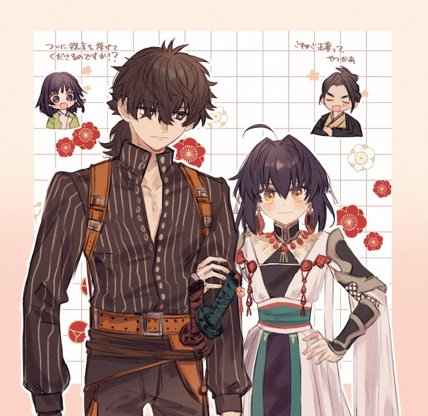 yamato takeru, miyamoto iori, ogasawara kaya, and arai sukenoshin (fate and 1 more) drawn by printemps