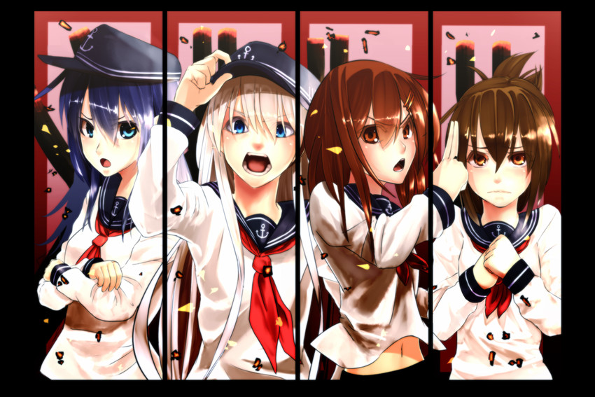 hibiki, inazuma, ikazuchi, and akatsuki (kantai collection) drawn by unier
