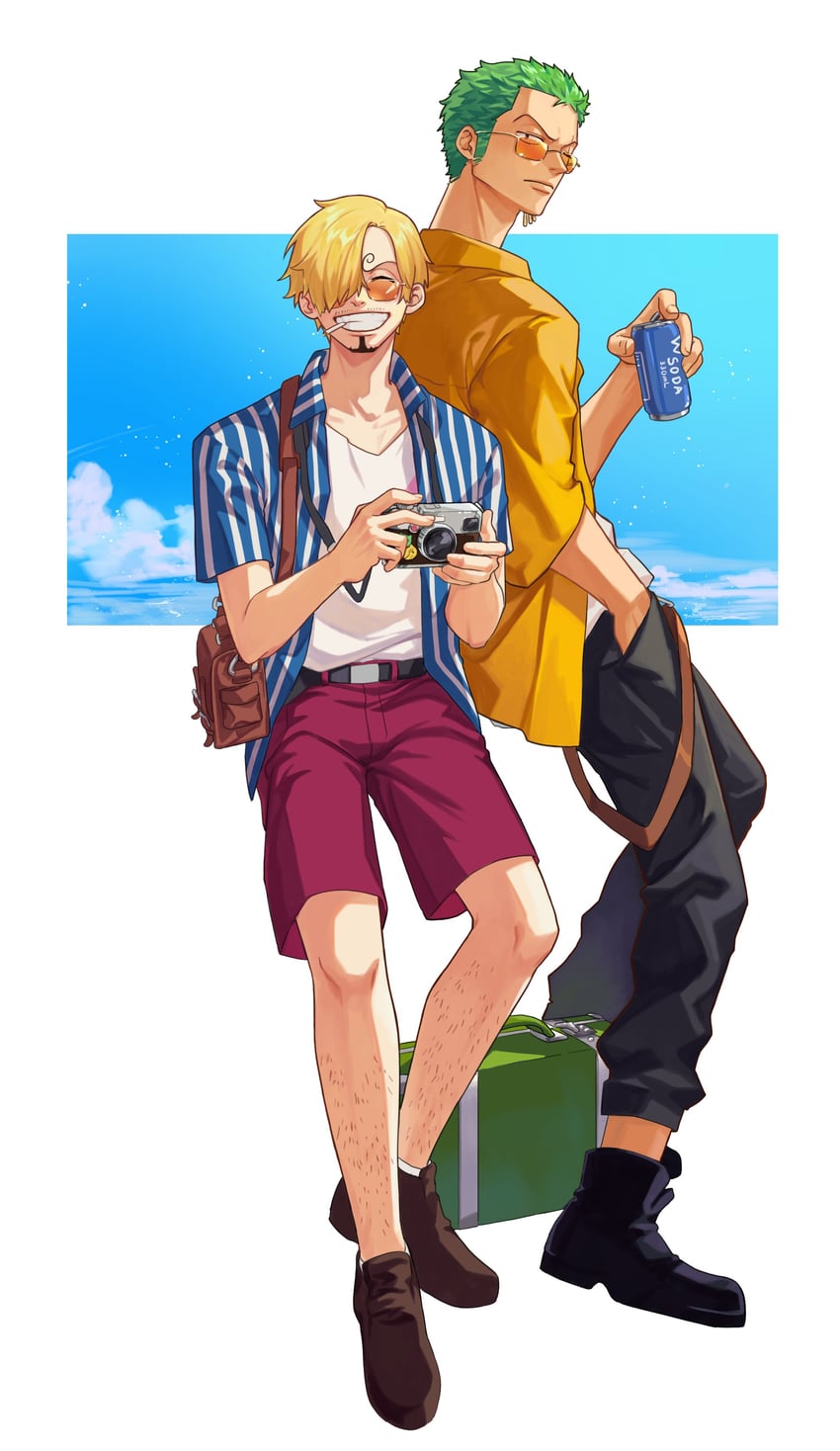 roronoa zoro and sanji (one piece) drawn by jennyandloiryan