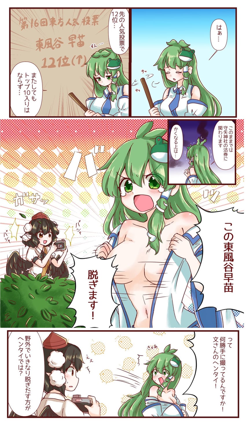 kochiya sanae and shameimaru aya (touhou) drawn by tanikake_yoku