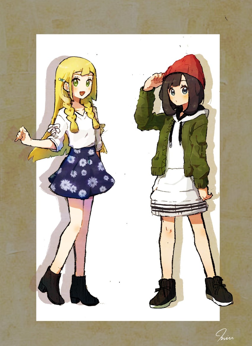lillie and selene (pokemon and 1 more) drawn by miu_(miuuu_721)