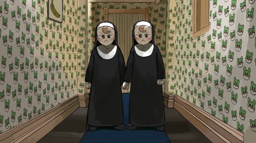 froggy nun and grady sisters (little nuns and 1 more) drawn by diva_(hyxpk)