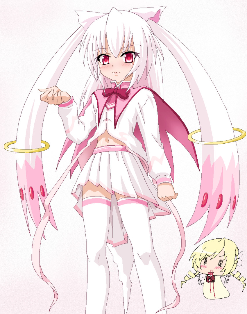 tomoe mami and kyubey (mahou shoujo madoka magica) drawn by hayashiya_zankurou