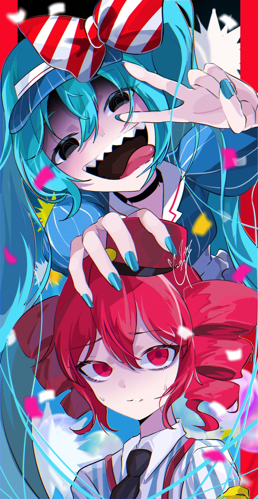 hatsune miku and kasane teto (vocaloid and 2 more) drawn by goma_irasuto