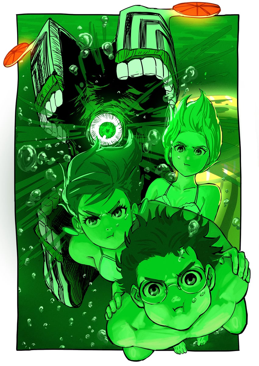ayase momo, takakura ken, and shiratori aira (dandadan) drawn by nairdags