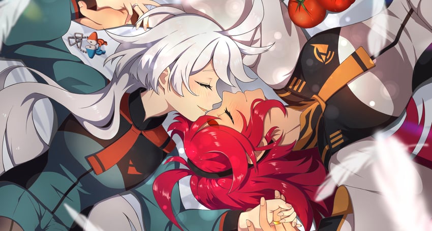 suletta mercury, miorine rembran, hots, and cool (gundam and 1 more) drawn by shourai