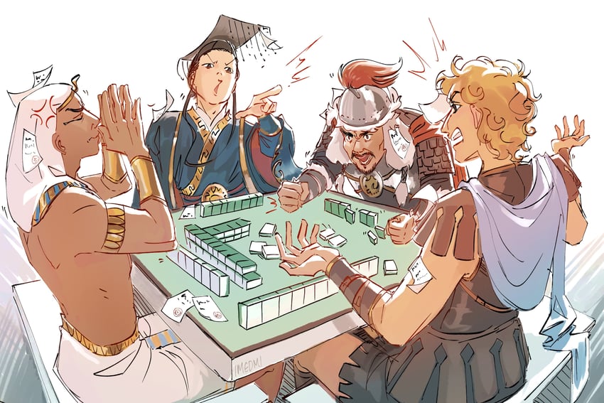 alexander the great, genghis khan, qin shi huang, and ramesses ii (zachary ying and the dragon emperor) drawn by imedmi
