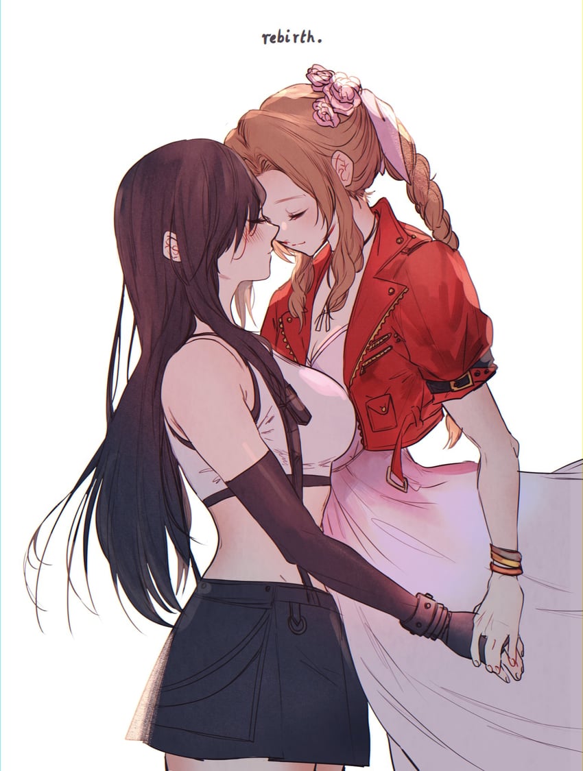 tifa lockhart and aerith gainsborough (final fantasy and 2 more) drawn by sera_(serappi)