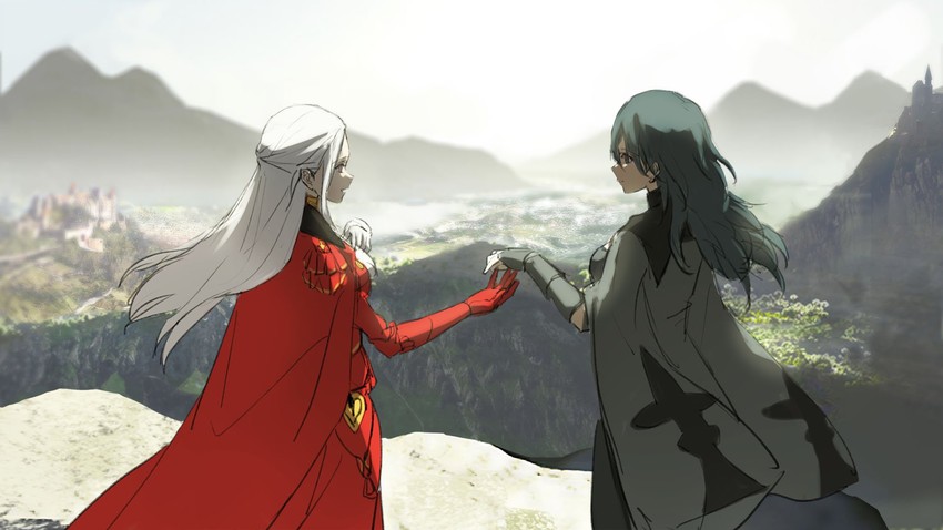 female byleth and edelgard von hresvelg (fire emblem and 1 more) drawn by kisetsu