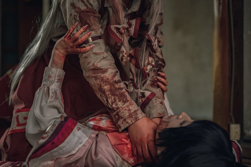 fujiwara no mokou and houraisan kaguya (touhou) drawn by tuzura_cosplay