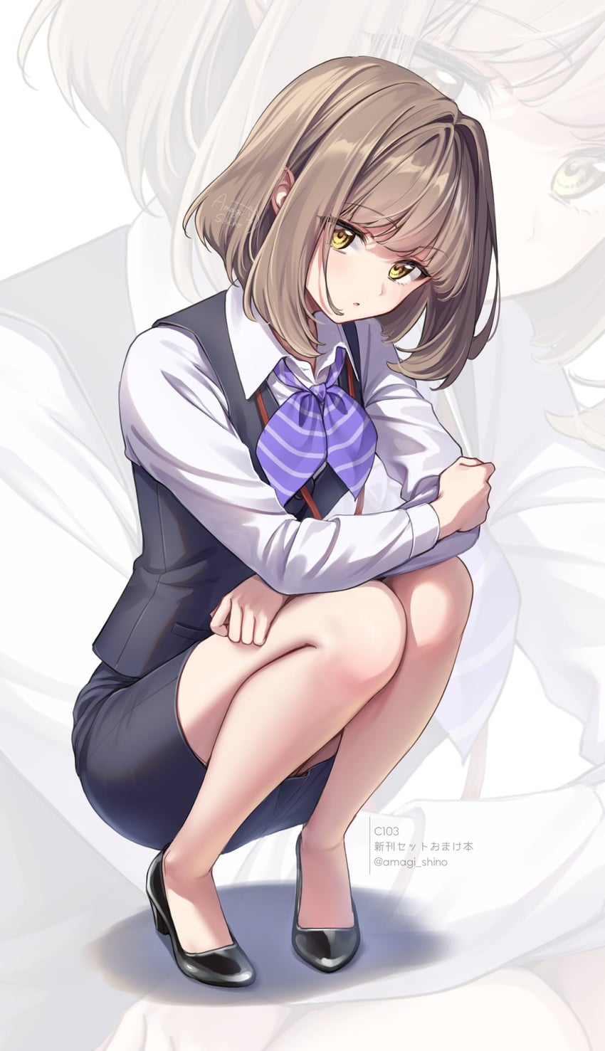 receptionist kohai (original and 1 more) drawn by amagi_shino