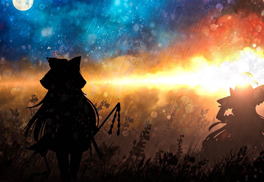 hakurei reimu and kirisame marisa (touhou) drawn by akyuun