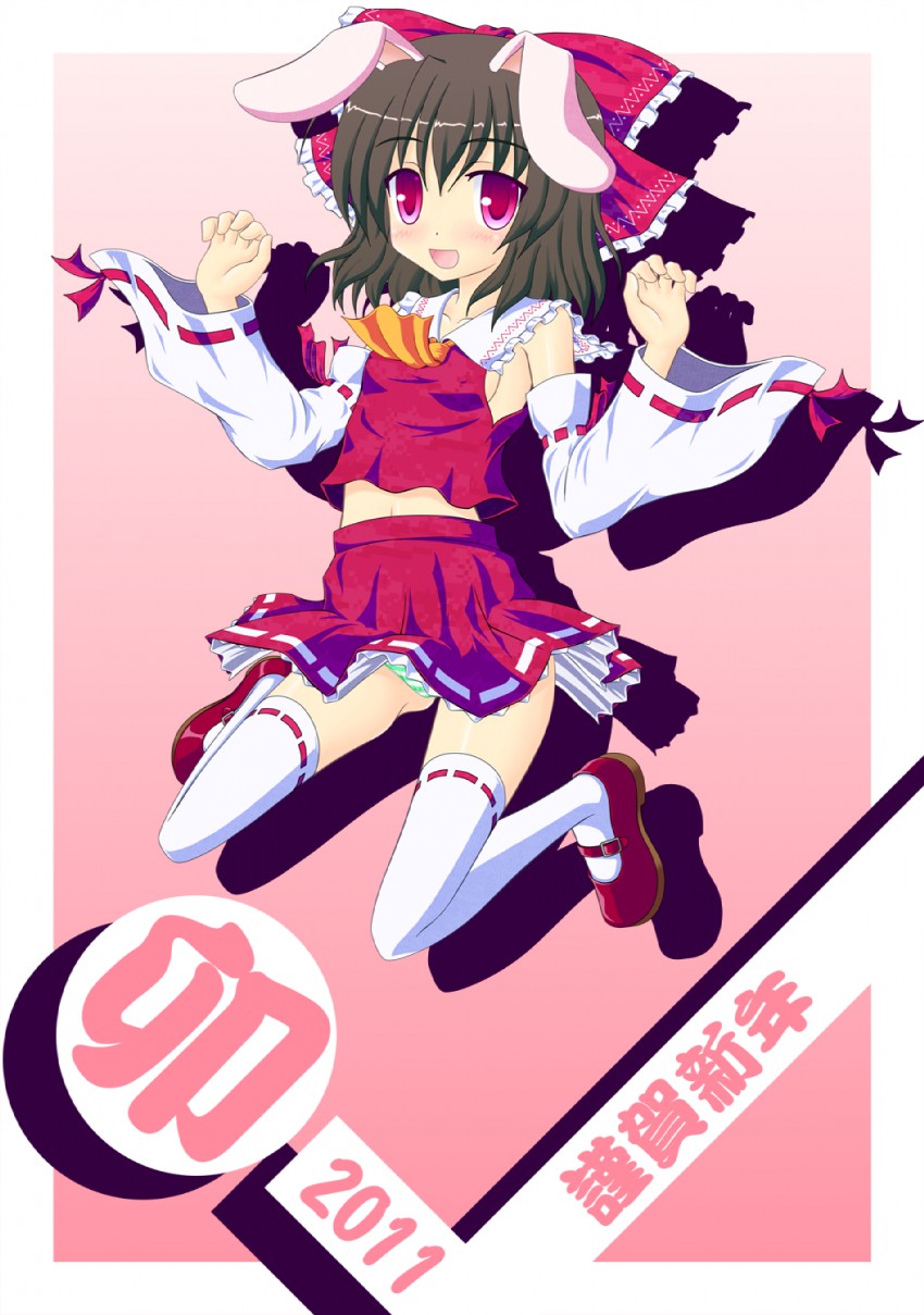 hakurei reimu and inaba tewi (touhou) drawn by noveske_n4