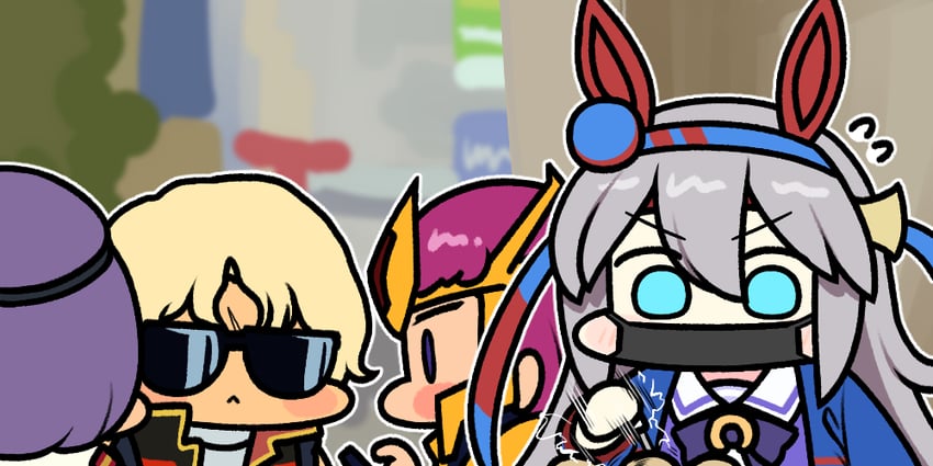tamamo cross, haman karn, quattro bajeena, and paptimus scirocco (umamusume and 2 more) drawn by jazz_jack