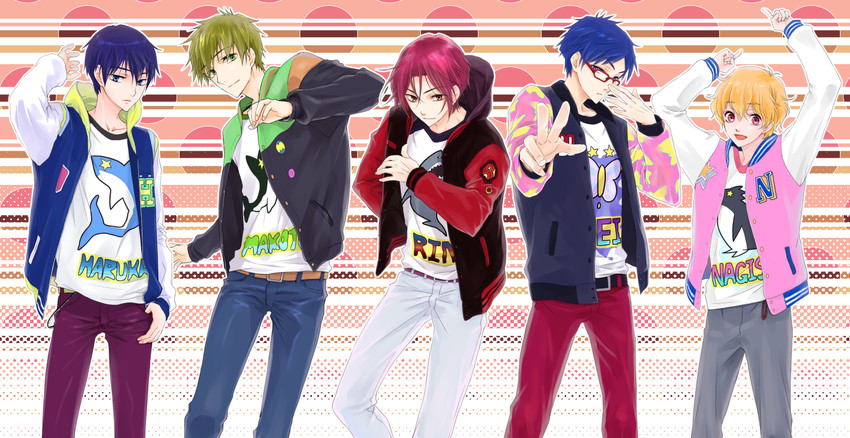 tachibana makoto, nanase haruka, matsuoka rin, hazuki nagisa, and ryuugazaki rei (free!) drawn by dumenki