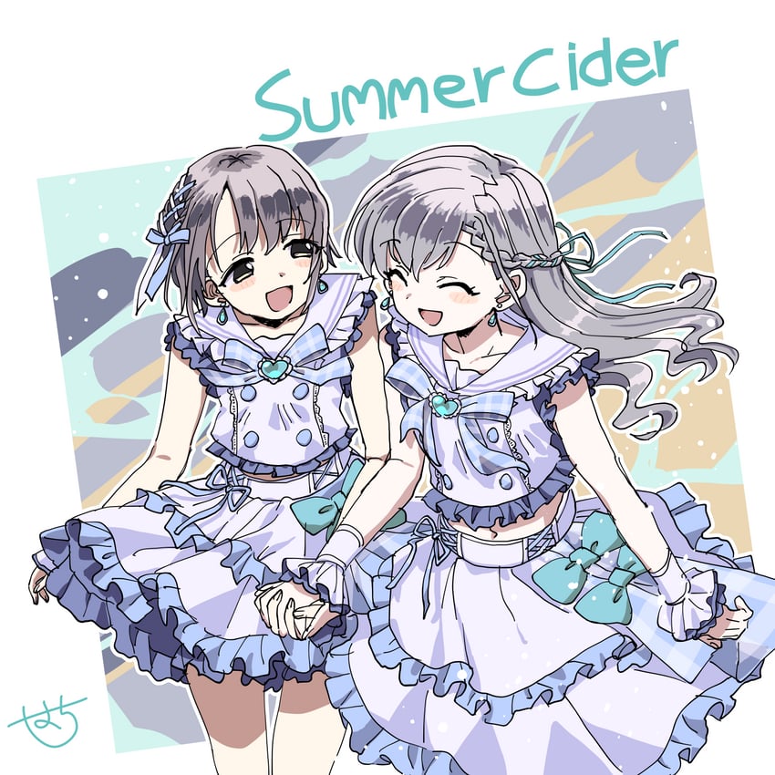 hisakawa hayate and otokura yuuki (idolmaster and 2 more) drawn by hachi_(8bit_canvas)