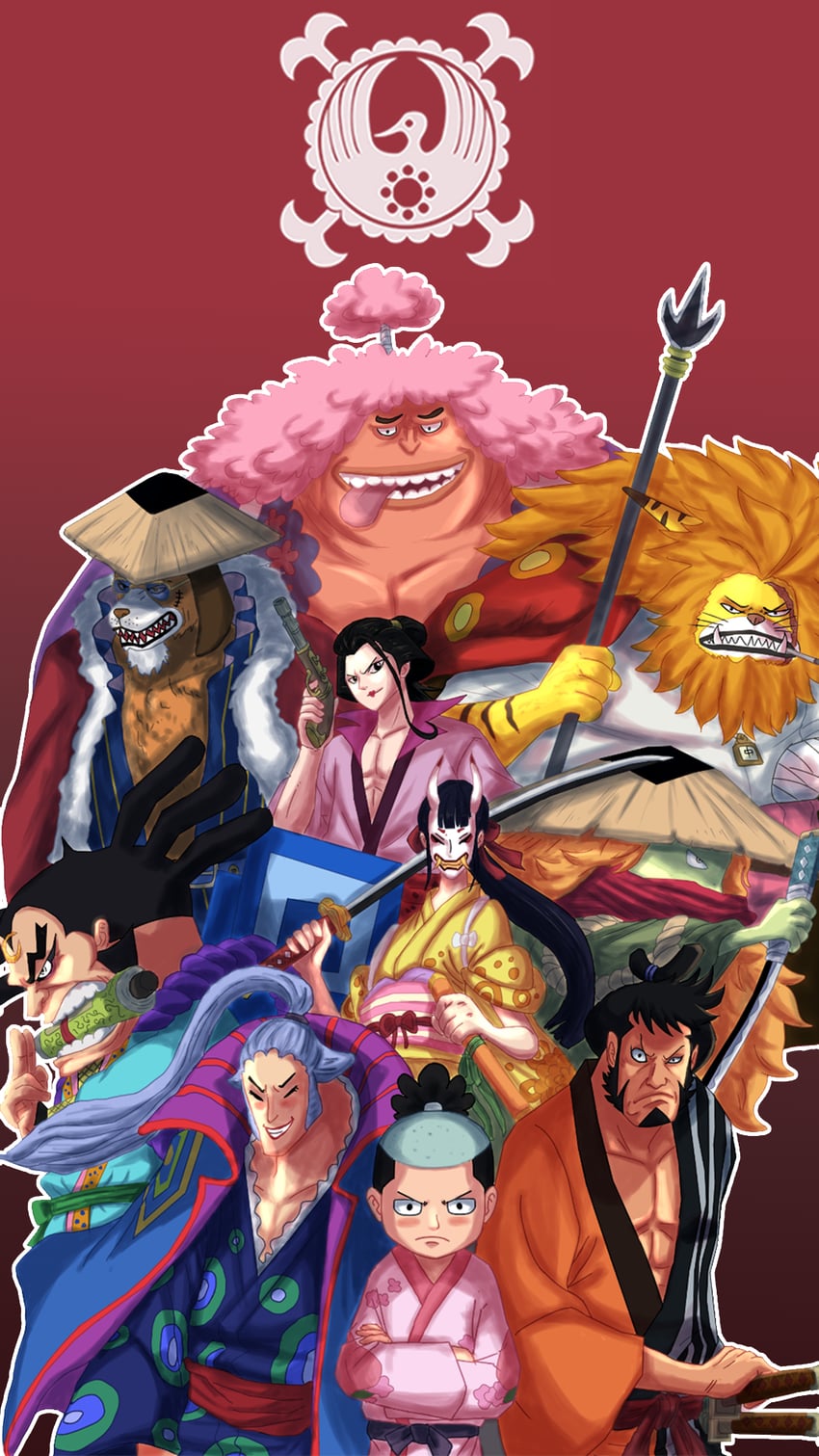 kouzuki momonosuke, kikunojo, kinemon, izou, denjirou, and 5 more (one piece) drawn by budayarif