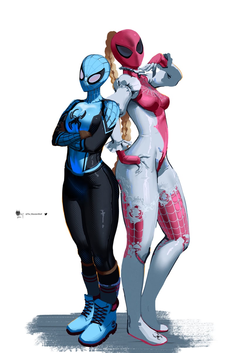 spider-man, kazama asuka, and lili (marvel and 3 more) drawn by monster_wolf
