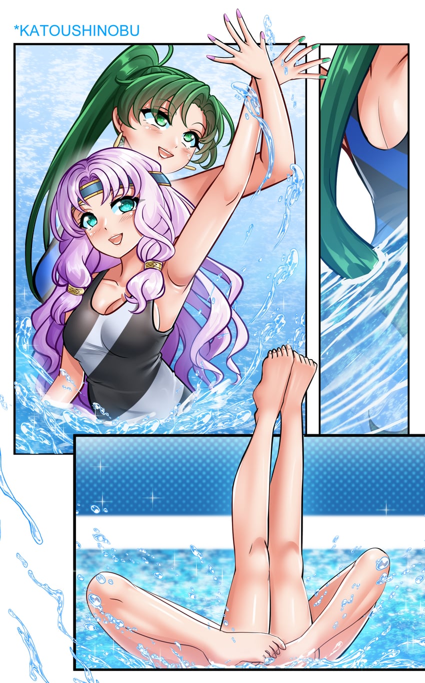 lyn and florina (fire emblem and 1 more) drawn by katou_shinobu
