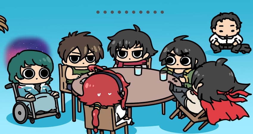 suletta mercury, setsuna f. seiei, heero yuy, mikazuki augus, domon kasshu, and 2 more (gundam and 6 more) drawn by afei_(sfma3248)