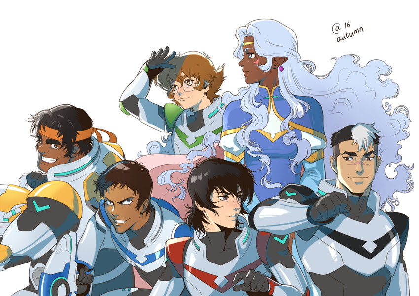 takashi shirogane, keith, pidge gunderson, princess allura, lance, and 1 more (voltron and 1 more) drawn by autumn-sacura