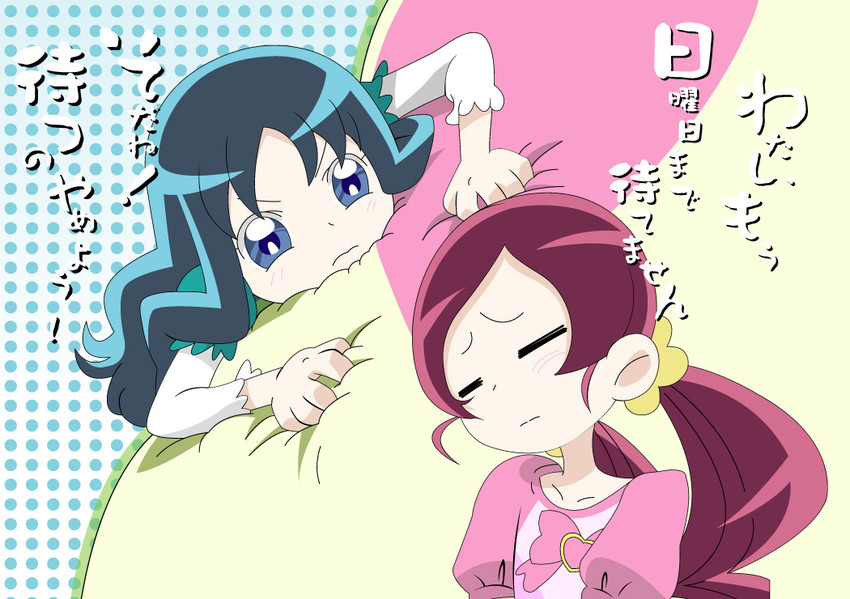 kurumi erika, hanasaki tsubomi, and coupe (precure and 1 more) drawn by anmitsumame