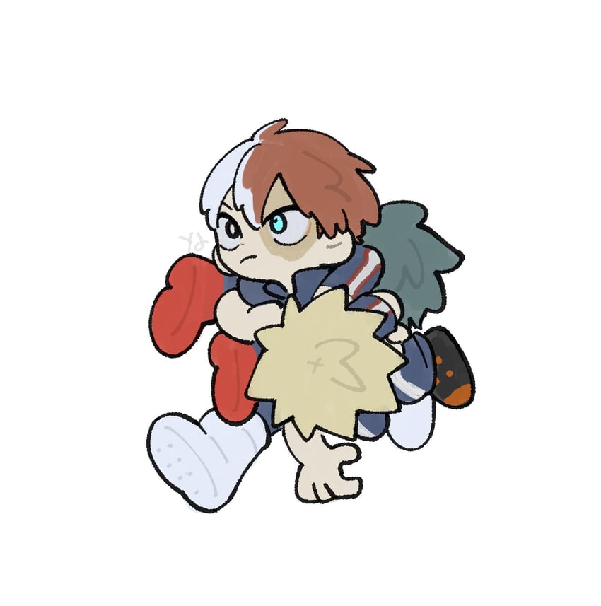midoriya izuku, bakugou katsuki, and todoroki shoto (boku no hero academia) drawn by o_y85_o